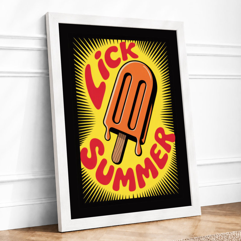 Lick & Summer Retro - Framed Print, A4 - 29.7 x 21.0 cm, White