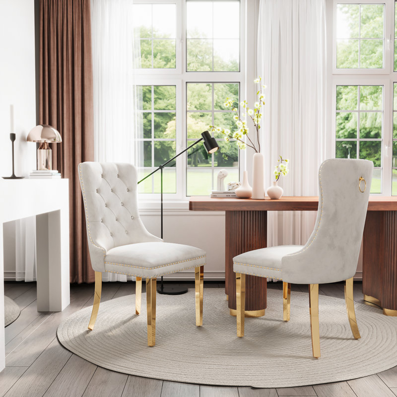 Chaise Parsons, Doré, Blanc