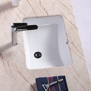 MEJE 13.25'' Glossy White Ceramic Rectangular Undermount Bathroom Sink ...