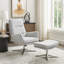 Fauteuil d'appoint pivotant confortable avec repose-pieds en chenille avec revêtement en métal et finition argentée-1414843781