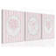 3 pièces, art floral encadré sur toile rose, art floral rayé rose Coquette