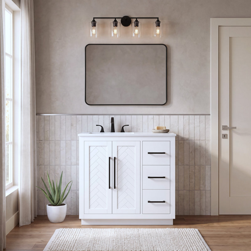 Meuble-lavabo simple 36 po, Blanc