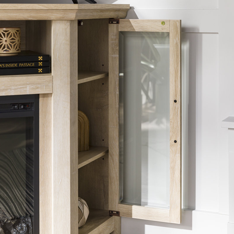 Orchard Park Unfinished TV Stand Fireplace for TVs up to 55" with Fireplace Included, White Oak