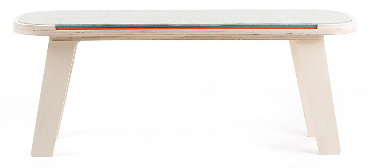 Maxman Upholstered Bench, White / Dark Blue / Orange
