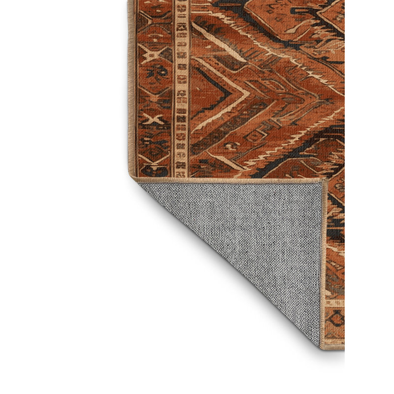 Tapis brun lavable à la machine, Rond 8 pi