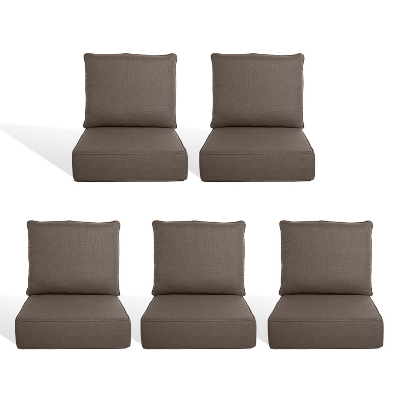 6" Outdoor Cushions For Patio Furniture, 22X24x6 Thick Seat Cushion Set Of 5, Fade Resistant Couch Chair Replacement Cushions High Density Deep Wicker Chair Cushion W/Removable Cover