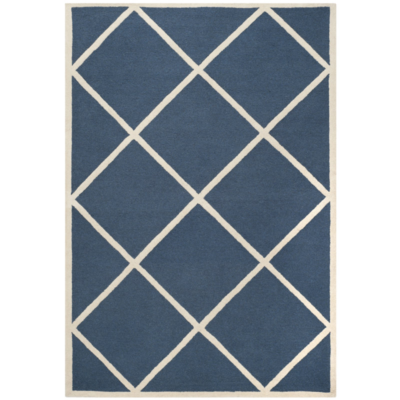 Deedgra Hand Tufted Wool Geometric Rug, Rectangle 2' x 3'