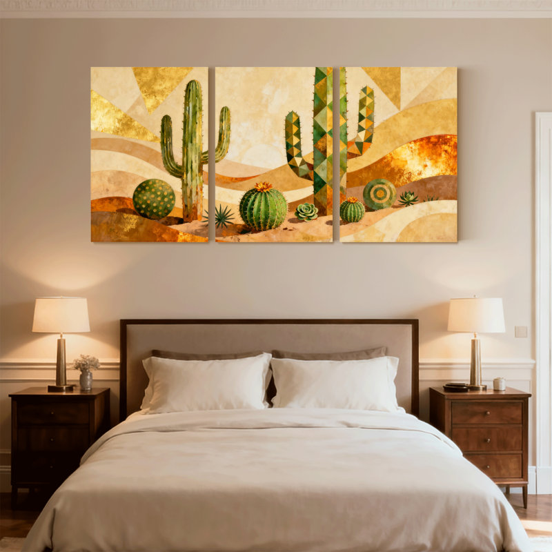 Cactus du désert, impression de paysage de cactus, ensemble de 3 impressions sur toile, H 18 po x l 36 po