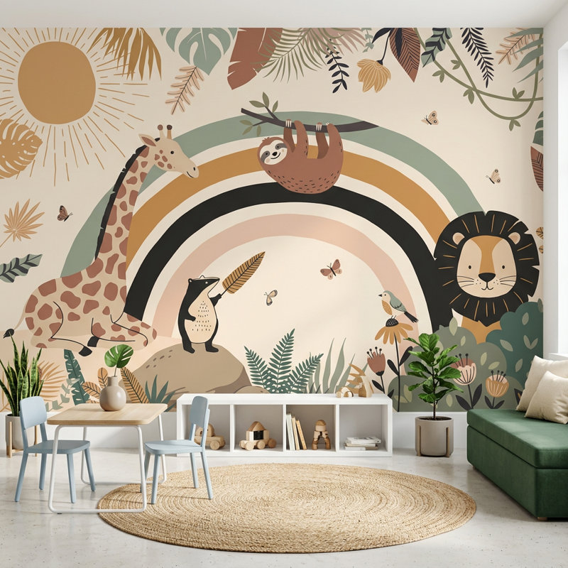 Panneau mural Jungle Vibe Safari Vibe Tropical Vibe, 200 po x 120 po, Peler et coller
