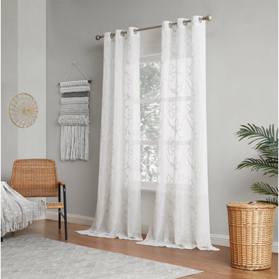 Carston Solid Semi-Sheer Grommet Curtain Panels