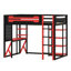 Lit mezzanine peu encombrant avec poste de travail, tablettes ouvertes, prises encastrées et éclairage ambiant-1696896799