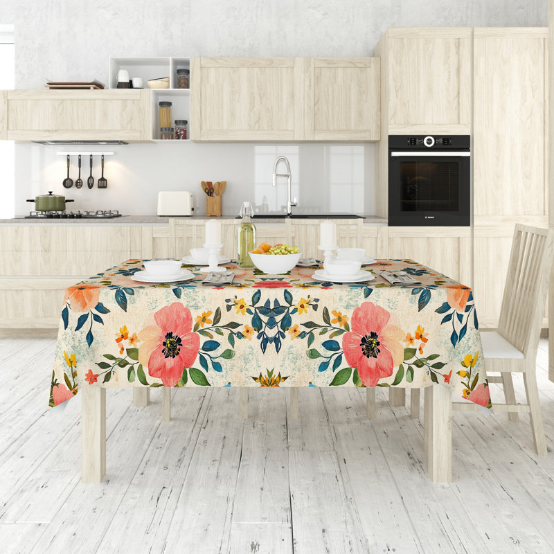 Washable Tablecloth (55 x 71 in), 50% Cotton / 50% Polyester, Easy Care, Machine Washable at 86°F, Tumble Dryer Safe, Ironable | Perfect for Dining Room & Special Occasions, Elegant and Durable Design