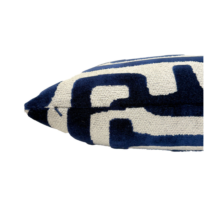 Housse de coussin en velours bleu marine, Carré 20 po