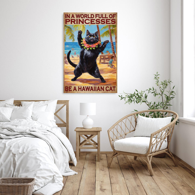 «Be A Hawaiian Cat - 1 Pièce», impression rectangle «Be A Hawaiian Cat», 1 pièce, impression sur toile tendue sur toile tendue