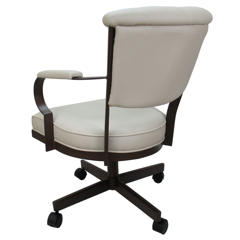 Metal Dining Caster Chair with Arms, Ocean Beige, Brown