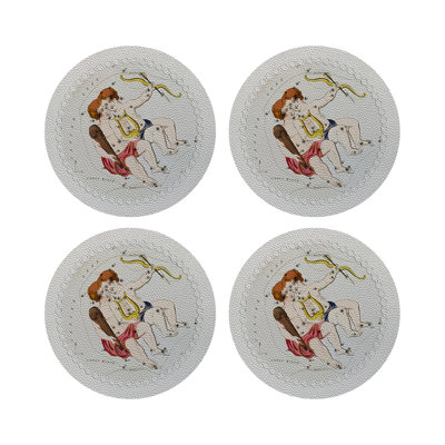 Zodiac Gemini Vegan Leather Round Pebble Placemat