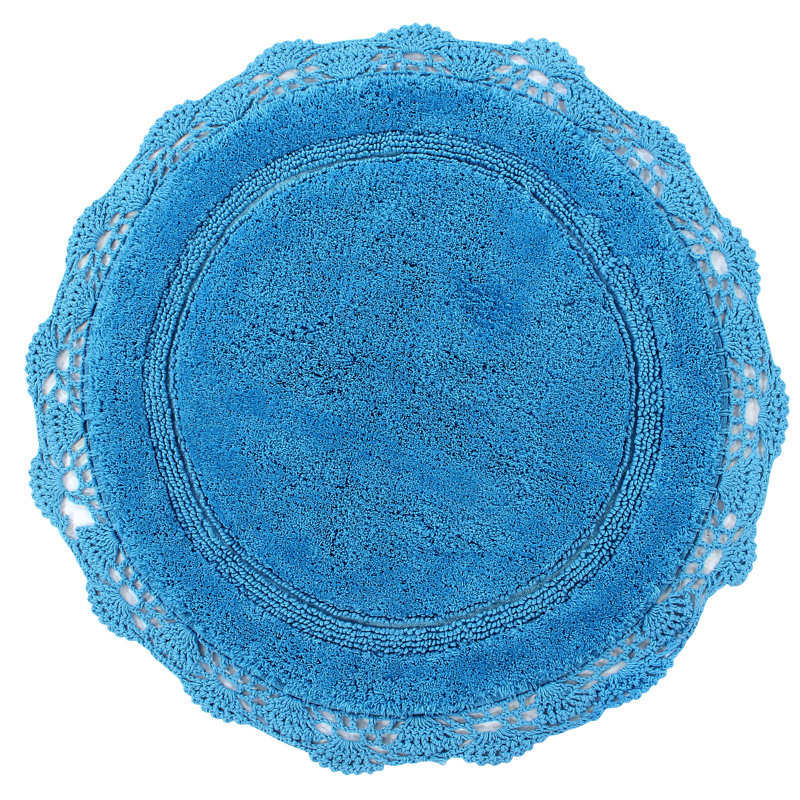 Tapis pour salle de bain Wingert, l 36 po x L 36 po, Bleu aqua