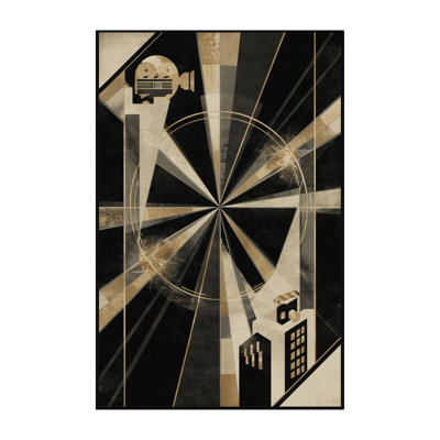 Machine Washable Oweda Old Hollywood Glamour Art Deco Geometric Shapes Rug in Brown – Black Binding