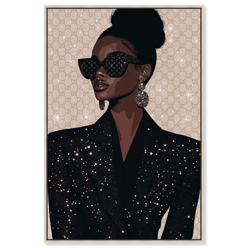 «Elegant Woman Sparkle» par Art Remedy, Noir, H 16 po x l 11 po, Cadre flottant