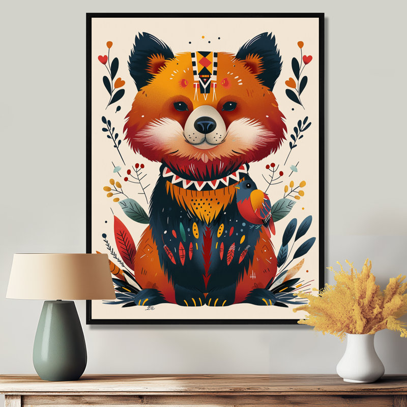 Mignon boho rétro, botanique, Toile flottante noire encadrée, H 32 po x l 16 po