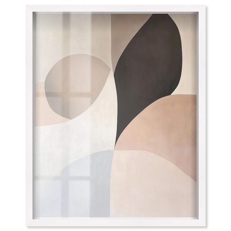 «Curvilinear Quadrants II Shadowbox Print Boho Art» par Art Remedy, H 21 po x l 17 po, Blanc