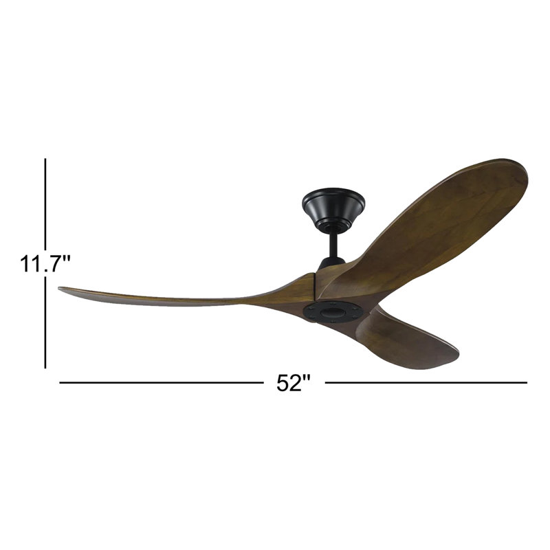 Maverick Downrod Ceiling Fan, Matte Black with Dark Walnut Blades, 52"