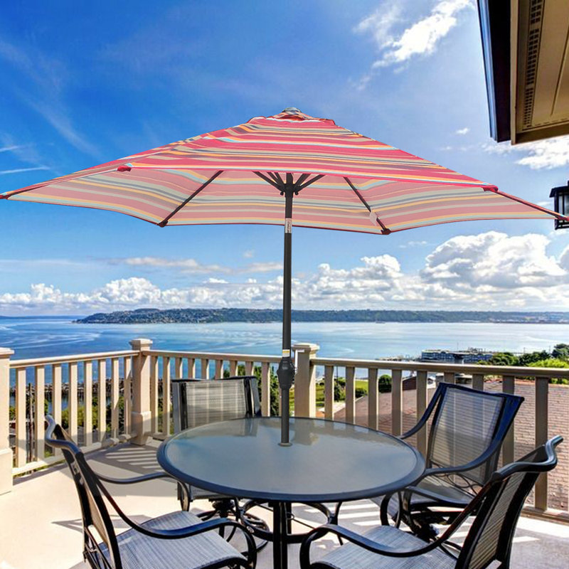Platten 108'' Market Umbrella, Red Stripe