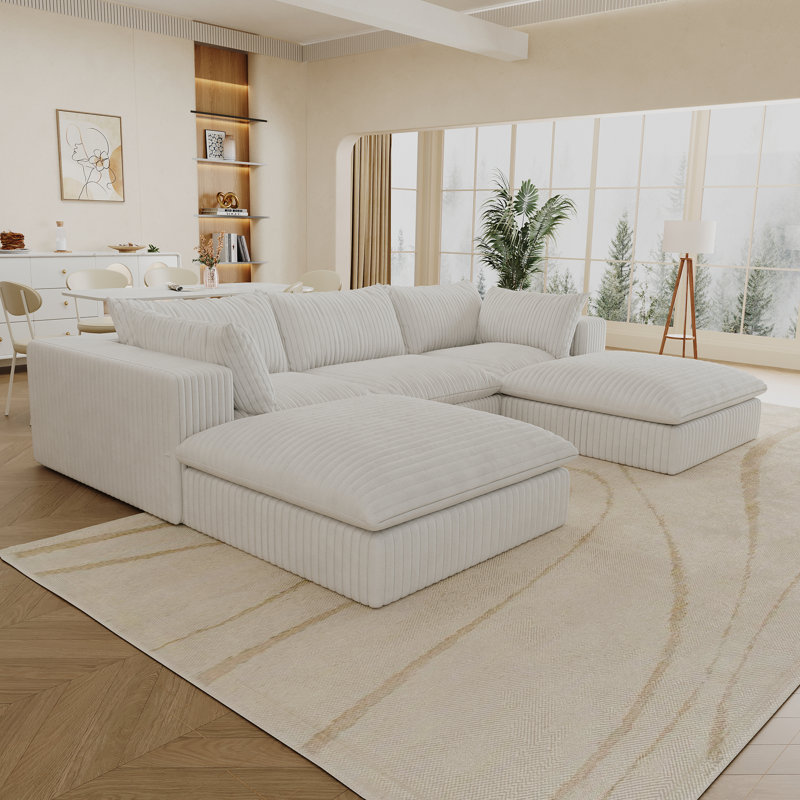 Canapés Cloud, tissu velours côtelé, conception modulaire pour les espaces de vie