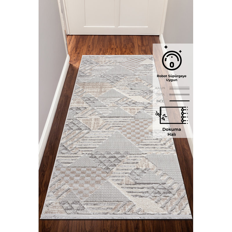 Amilya Runner cm Geometric and Geometric Shapes Indoor / Outdoor Area Rug, Runner 2'7" x 11'5"