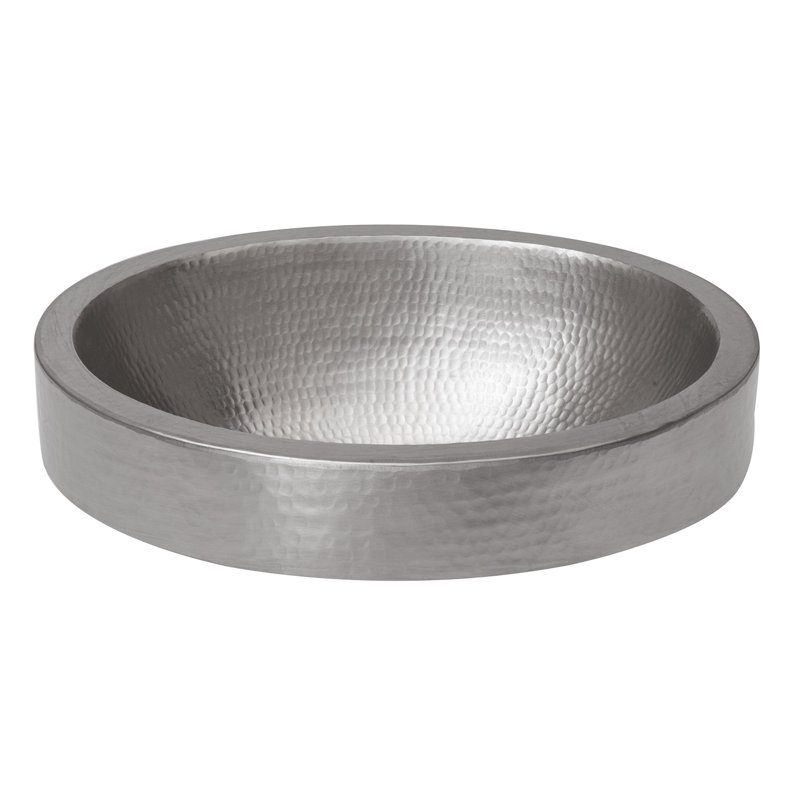 Lavabo vasque en cuivre martelé à jupe ovale 18 "en nickel