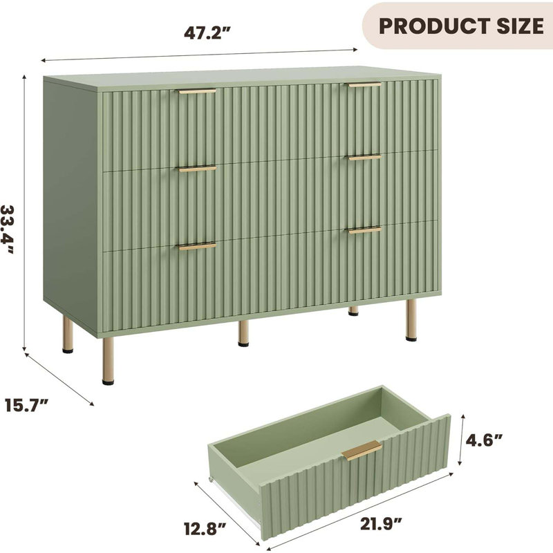 Commode 6 tiroirs Modern, Vert