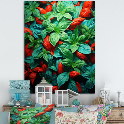 Herbes Basil Vibrance 1 - Art floral herbes murales