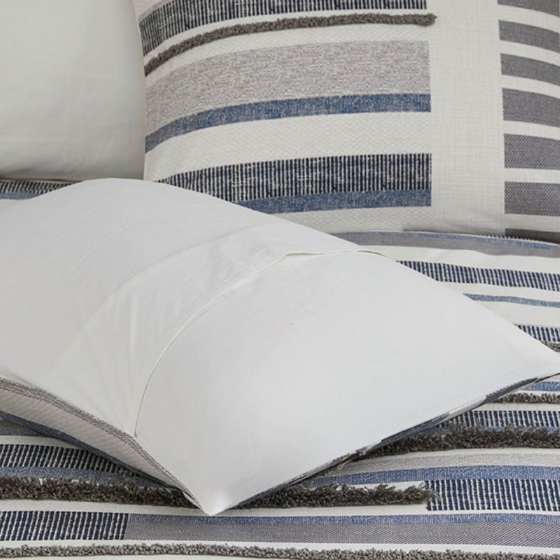 Chic Cotton Bedding Sets, Queen Duvet With Modern Trims For Home