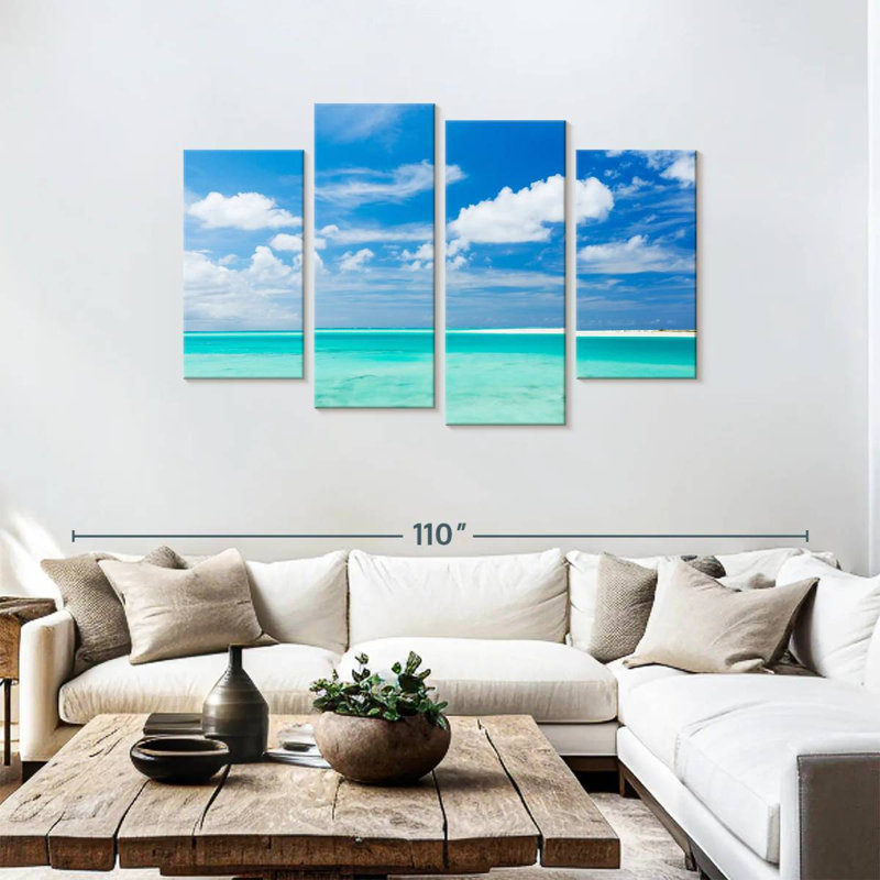 Paysage marin bleu, H 48 po x l 75 po