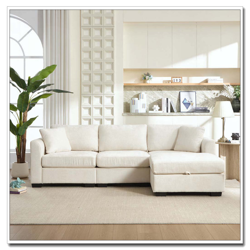 Canapé de rangement moderne avec port USB double, Beige