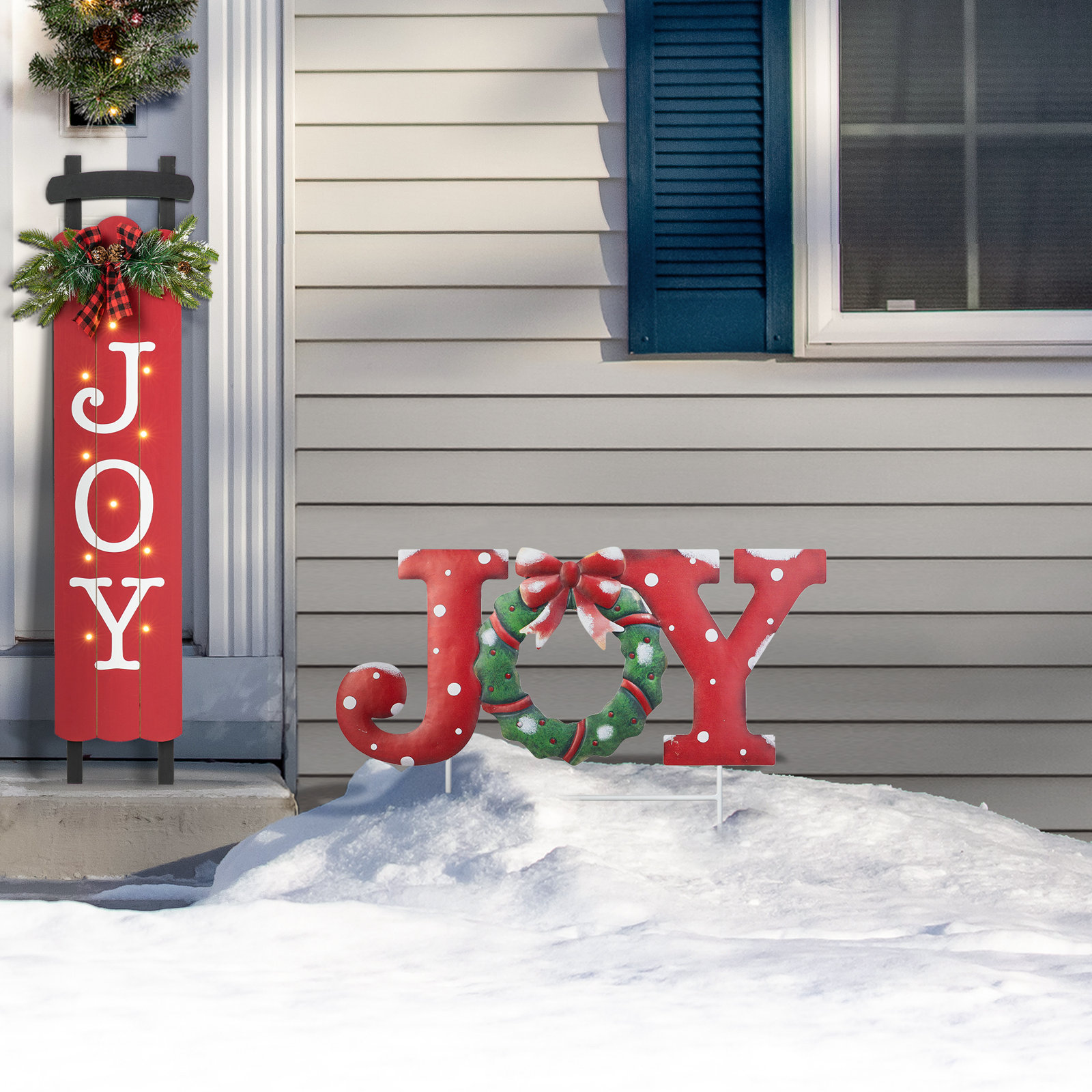 Metal Christmas Joy Yard Stake