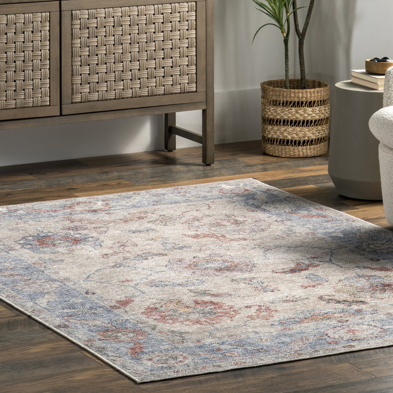 Delana SpinClean Persian Floral Machine Washable Area Rug, Rectangle 5'3" x 8'