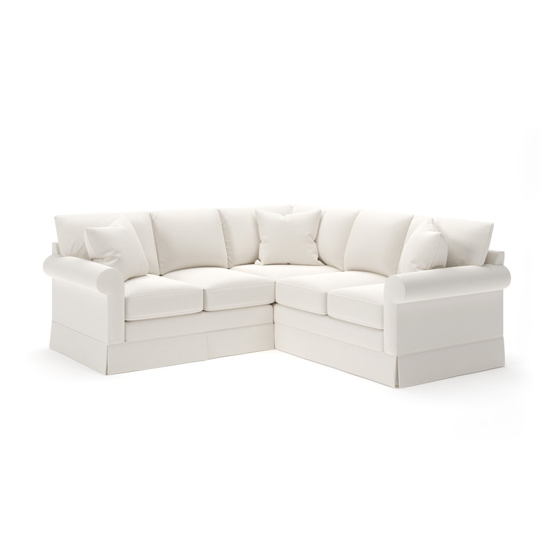 Friedman Upholstered L-Shaped Sectional Symmetrical, Lena Off White Performance Linen Blend