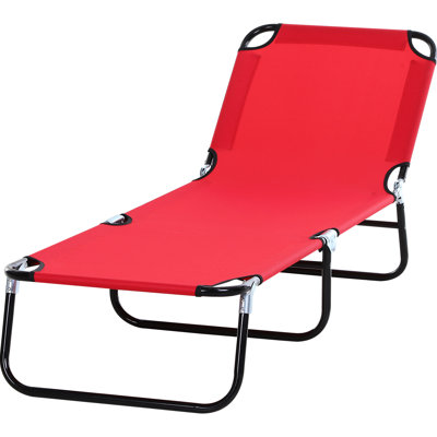 Fauteuil de patio rouge - 5 inclinables, pliables, structure en acier pour bronzer en plein air à la plage et dans la cour