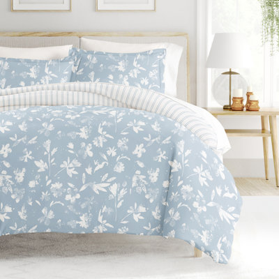 Soft Country Home Pattern Reversible Duvet Cover Set