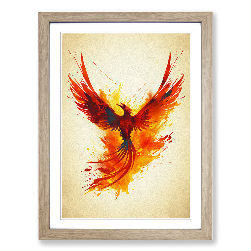 Phoenix Minimalism - Framed Print, 34cm H x 25cm W x 2cm D, Oak