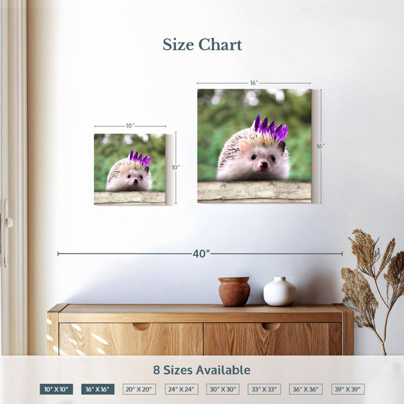 Crowle Hedgehog With Crown, 16" H x 16" W