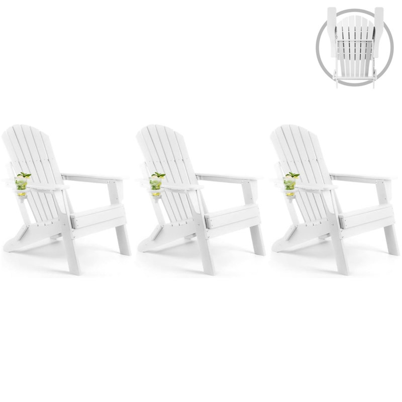 Foldable Outdoor Adirondack Chair, White