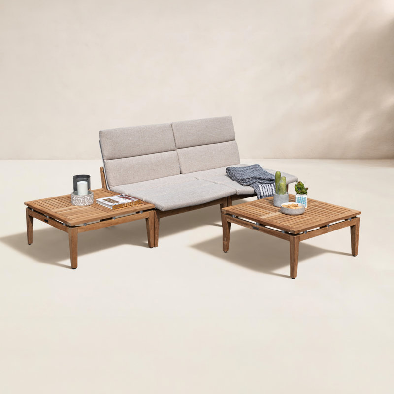 Lujane Teak 4pc Outdoor Patio Seating Set with Cushions