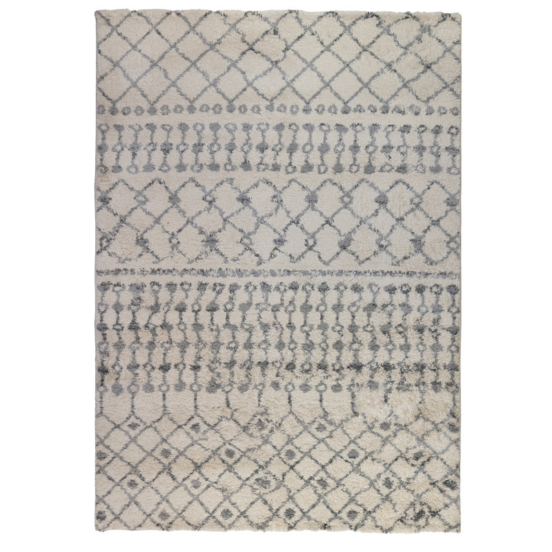 Tapis ivoire / gris Frieso, Rectangle 5 pi x 7 pi 6 po