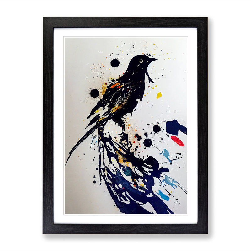 Bird Splash No.1 - Wall Art, Black Framed, 64cm H x 46cm W x 2cm D, Black