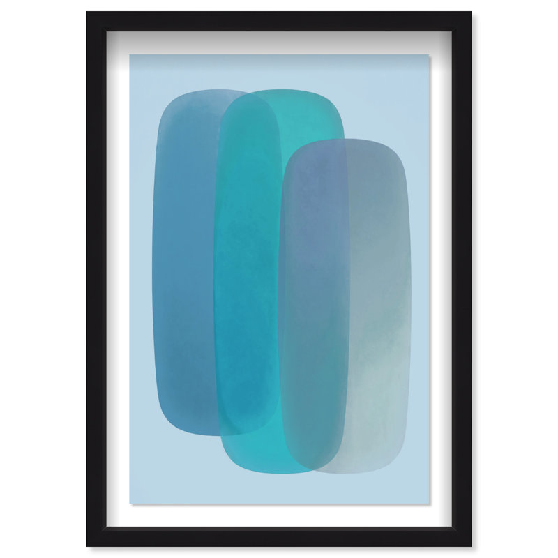Teal Gradients Print by Oliver Gal, 25.5"H x 17.5"W, Black Shadowbox