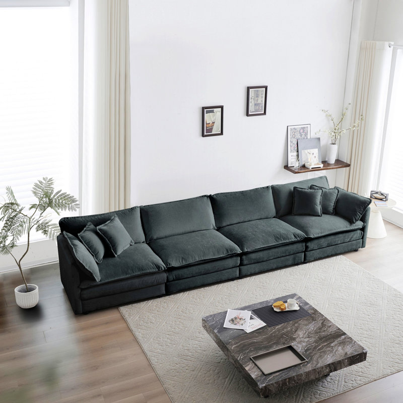 Canapé modulaire Free Free Combinaison, tissu chenille confortable, canapé modulaire, Gris foncé, 4