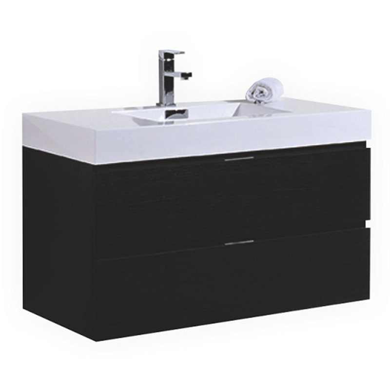 Royka 39.5'' Single Bathroom Vanity with Acrylic Top, Black