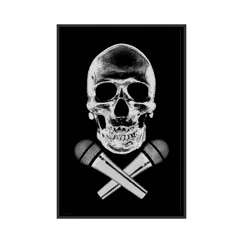 «Skullz» par Steez - Estampe numérique sur toile tendue avec châssis, H 48 po x l 32 po x P 1,5 po, Toile avec cadre noir